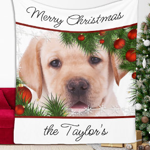 Gul lab God jul Cute Hund Puppy Labrador Fleecefilt