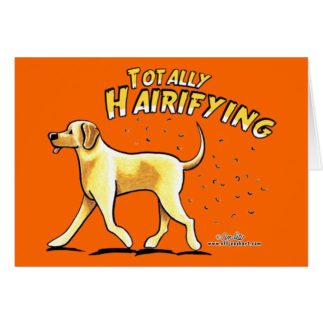 Gul lab helt hairierande hälsningskort (Framsidan Horizontal)