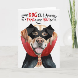 Gul lab Hund Funny Count DOGcula Halloween Helgkort