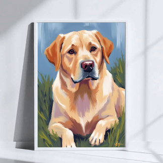 Gul lab Hund Skriva ut färggrafik Poster Skriv ut