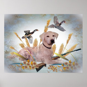 Gul lab jaktankatryck poster