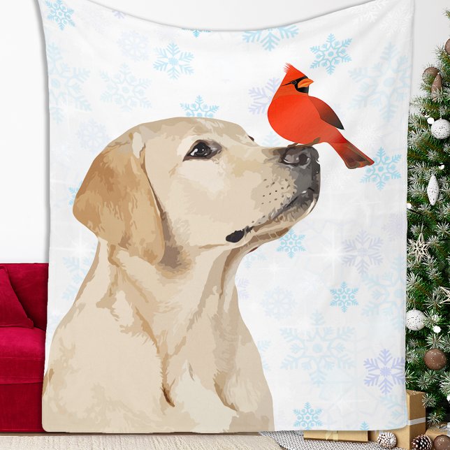 Gul lab jul Hund Labrador Fleecefilt (Skapare uppladdad)