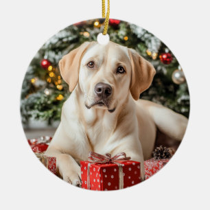 Gul lab jul julgransprydnad keramik