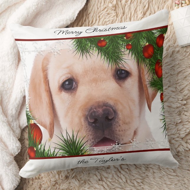 Gul lab jul - Personlig Puppy Labrador Kudde (Skapare uppladdad)