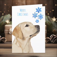 Gul lab jul Snöflingor Cute Hund Labrador