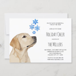 Gul lab jul Snöflingor Cute Labrador Hund Inbjudningar