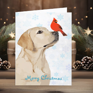 Gul lab julkardinal Cute Labrador Hund Helgkort