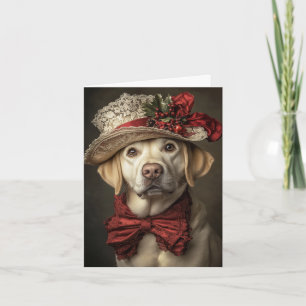 Gul Lab Julkort Elegant Viktoriansk Hund Helgkort