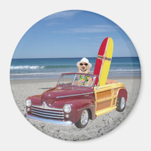 Gul lab körande Woodie Magnet