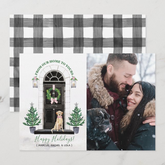 Gul lab kort för foto för helgdag för Labrador (Fram/baksida)