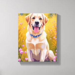 Gul Lab Labrador Retriever Hund Husdjur Målning Canvastryck