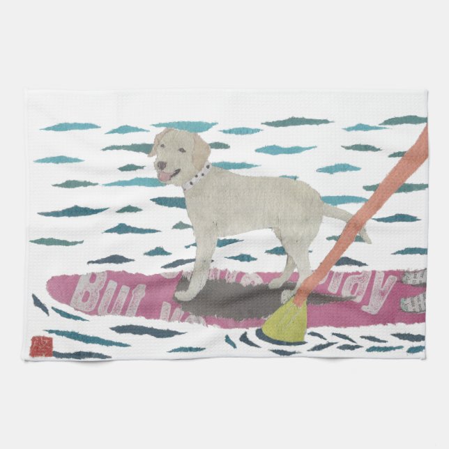 Gul lab Labrador Retriever, strandhund Kökshandduk (Horisontell)