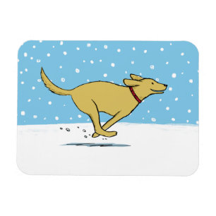 Gul lab lycklig helgdag för vintersnöhund - magnet