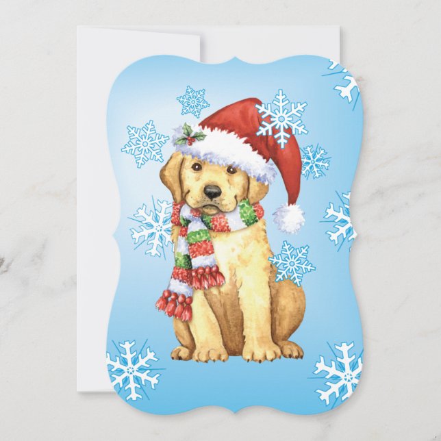 Gul lab lyckliga Howlidays Julkort (Framsida)