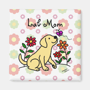Gul lab mamma- & gröntblommigt magnet