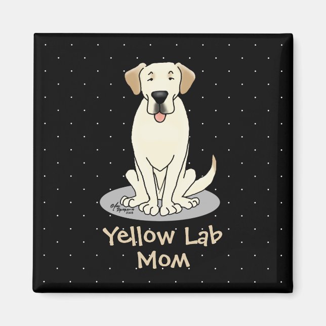 Gul lab Mamma (Labrador Retriever Mamma) Cute Hund Magnet (Framsidan)