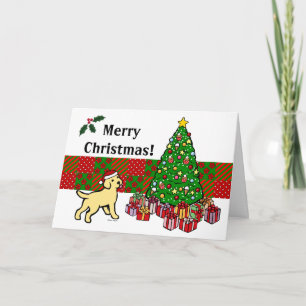 Gul lab marionett och Julgran Helgkort