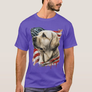 Gul Lab med Amerikanska flaggans vänner T Shirt