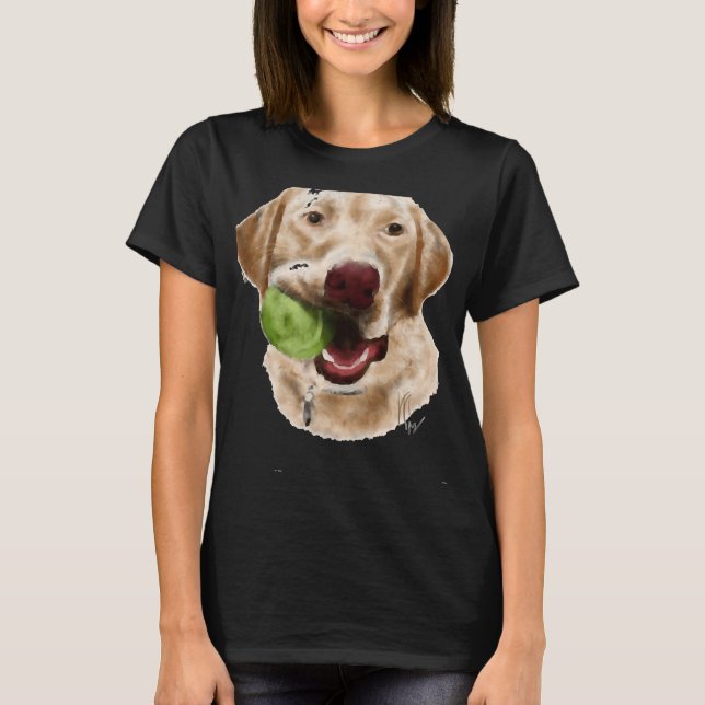 Gul lab med Grönt Boll T Shirt (Framsida)
