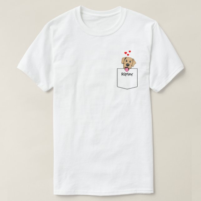 Gul lab Pocket Puppy T Shirt (Design framsida)