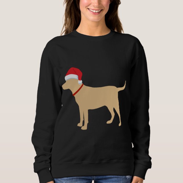 Gul lab Santa Hat Cute Labrador jul T Shirt (Framsida)