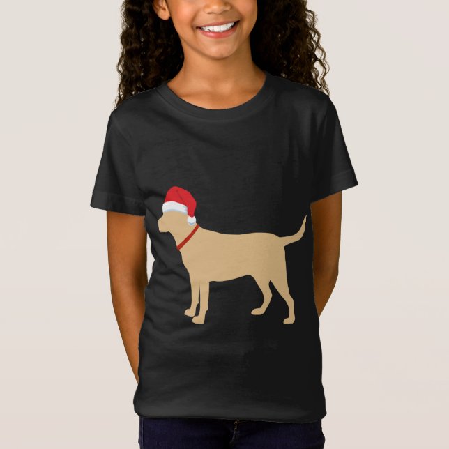 Gul lab Santa Hat Cute Labrador jul T Shirt (Framsida)