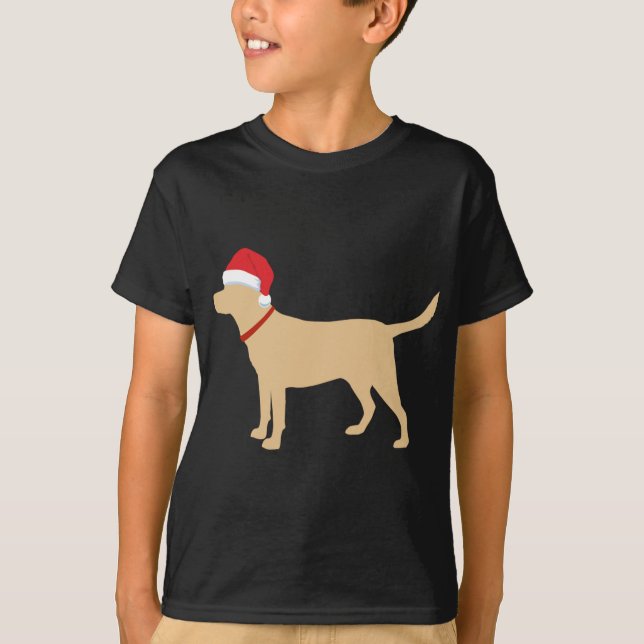 Gul lab Santa Hat Cute Labrador jul T Shirt (Framsida)