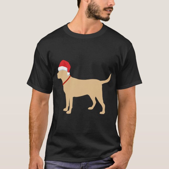 Gul lab Santa Hat Cute Labrador jul T Shirt (Framsida)
