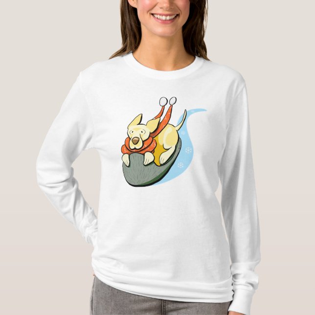 Gul lab Snö Sled Modern Tee (Framsida)