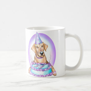 Gul lab tårtaansiktefödelsedag kaffemugg