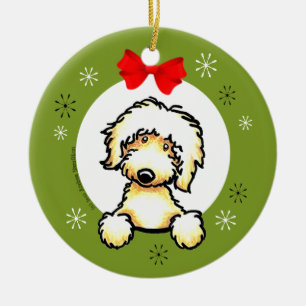 Gul Labradoodle julklassiker Julgransprydnad Keramik