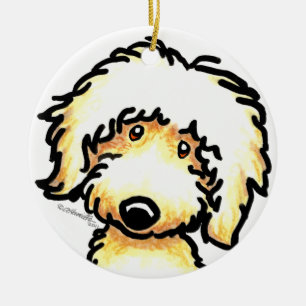 Gul Labradoodle konstpersonlig Julgransprydnad Keramik