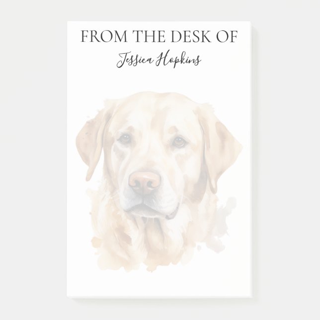 Gul Labrador Älskare Monogrammerad Hund Post-it Block (Framsida)