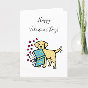 Gul Labrador Bok om Kärlek Alla Hjärtans Dag Helgkort