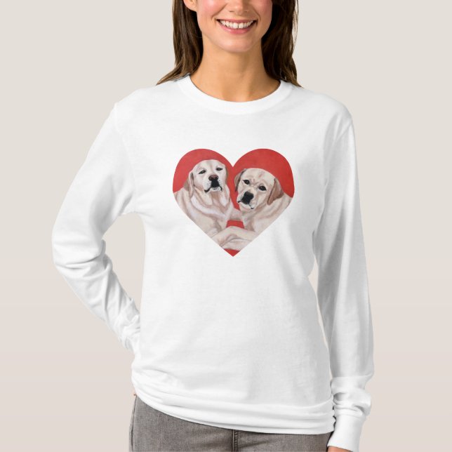 Gul Labrador Duomålning Tee Shirt (Framsida)