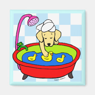 Gul Labrador & gummiankatecknad Magnet