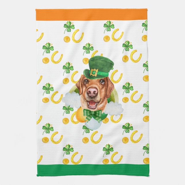 Gul Labrador Hemmets Juldekoration Saint Patrick's Kökshandduk (Vertikal)