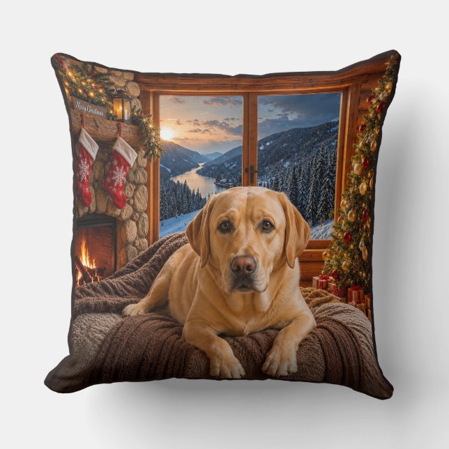 Gul Labrador Holiday  Kudde (Framsida)