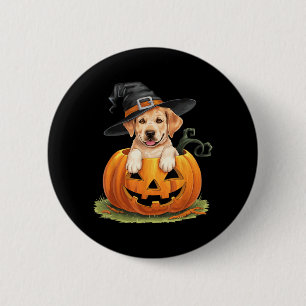Gul Labrador Hund Halloween Pumpa Knapp