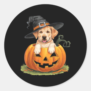 Gul Labrador Hund Halloween Pumpa Runt Klistermärke
