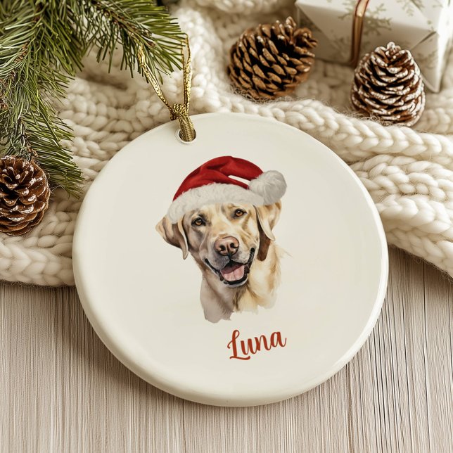 Gul Labrador Hund Personlig Jul Julgransprydnad Keramik (Skapare uppladdad)