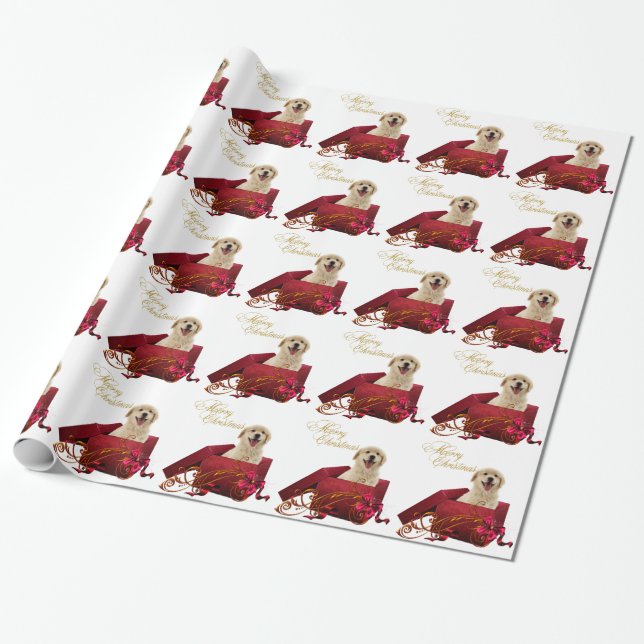 Gul Labrador Julpresentpapper Presentpapper (Utrullad)