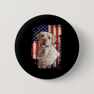 Gul Labrador Labs Patriotisk Amerikansk Flagga Hun Knapp