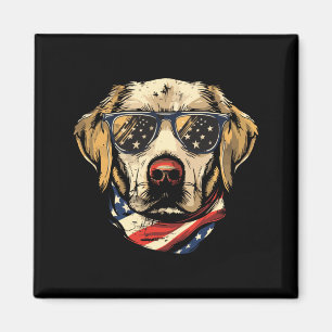 Gul Labrador Labs Patriotisk Amerikansk Flagga Hun Magnet