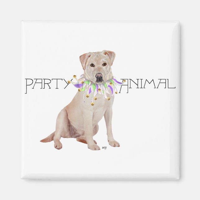 Gul Labrador Party Djur Magnet (Framsidan)