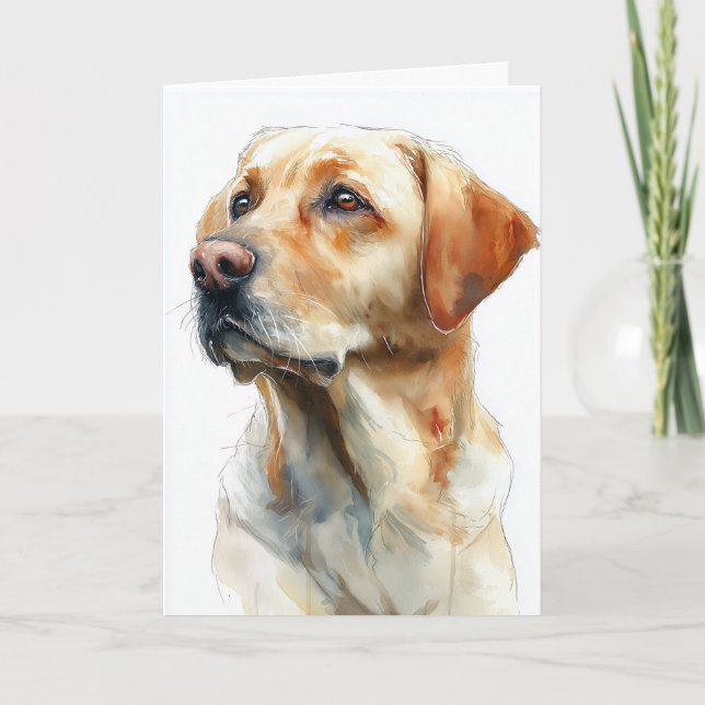 Gul labrador retriever akvarell kort (Framsida)
