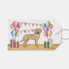 Gul Labrador Retriever Hund Färgrik Födelsedag Presentetikett