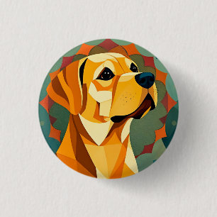 Gul Labrador Retriever Hund Geometrisk Konst Knapp