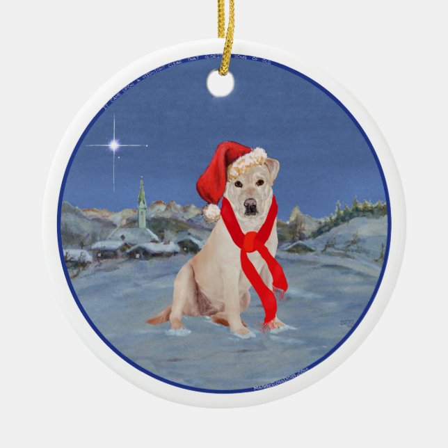 Gul Labrador Retriever Jul Julgransprydnad Keramik (Framsidan)