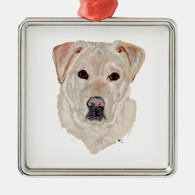 Gul Labrador Retriever Julgransprydnad Metall (Framsidan)